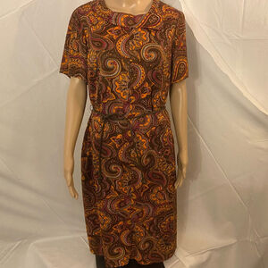 Vintage 60’s Mid-Mod Paisley Cowl Neck Shift - L